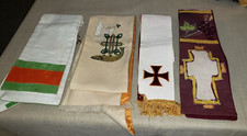 3 CLERGY OFFICIANT STOLES CUSTOM MADE VARIOUS CHRISTIAN SYMBOLISM IMPERFECT 8