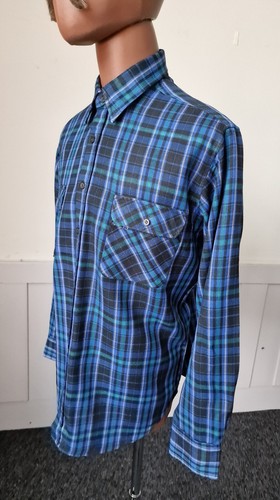 Chemar Shirt Blue Check Acrylic -Large- Vintage 90s Plaid Outdoors ZE81 - Picture 6 of 13
