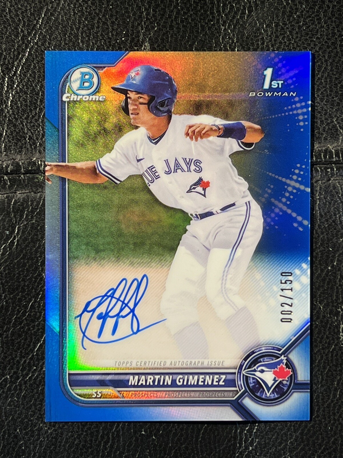 MARTIN GIMENEZ 2022 Bowman Chrome Blue Refractor Auto 2/150 1st