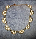Vintage Costume Jewelry Necklace Pearls Set in Gold Color Metal