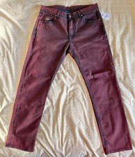 NWT MR MRS ITALY Men  s Burgundy Stone Washed Jeans/Denim US32/EU48 Made in ITALY