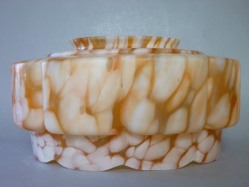Vintage Orange Mottled Glass Pendant Light Shade - Retro Mid Century 12"/30.5 cm - Picture 3 of 8