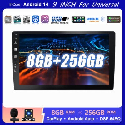  8G+256GB  Autoradio Android 14 Wireless Android Auto & CarPlay Navi GPS DSP 9''