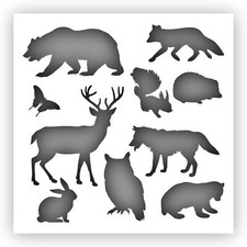Woodland Animals Stencil - Choose a Size - Laser-Cut Reusable Plastic