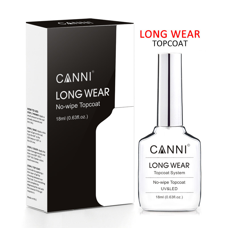 CANNI 18ml No Wipe Topcoat Base Coat Nail Gel Polish UV LED Soak Off