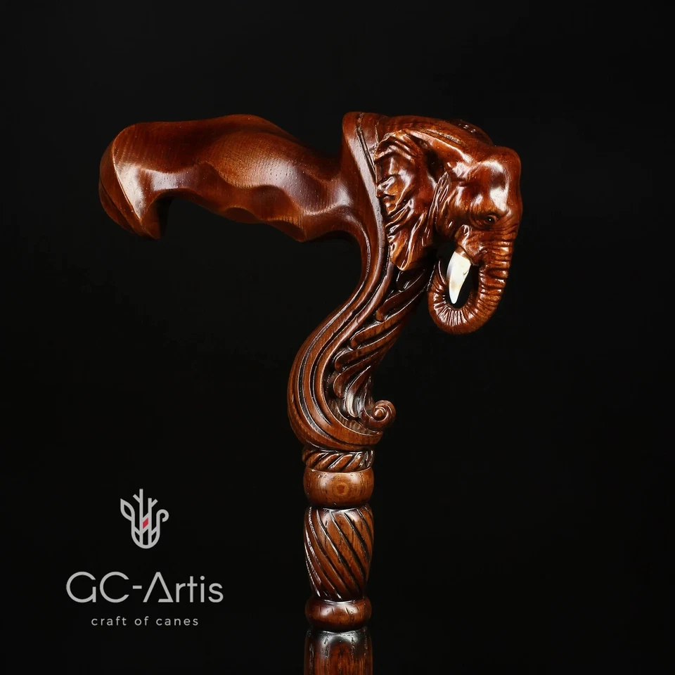 Hand Carved Walking Stick Wooden Cane For Men Women Old People Collectible Gift - Image 4 of 4