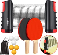 Ping Pong Paddle Set, Portable Table Tennis Set with Retractable Net,Rackets