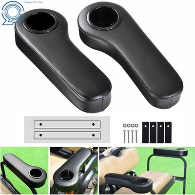 For EZGO Club Car Yamaha Golf Cart Black Rear Seat Arm Rest Cushion Cup Holder