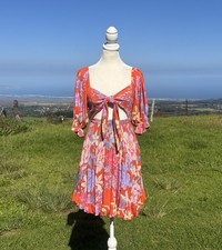 Spell and The Gypsy Lily Floral Puff Sleeve Cut out Mini Play Dress Festival XS