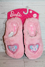 Girl's Size 2-3 Pink Fuzzy Barbie Slippers Furry Clog Slipper Shoes NEW