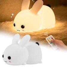 Kids Bedroom Night Light Bunny Rechargeable LED soft silicone with Remote RGB OY