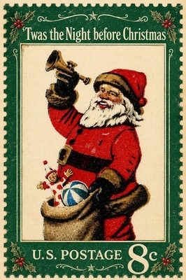   Santa Claus Christmas Poster - 'Twas the Night Before Christmas - 24x36  -