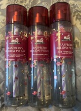 3 Bath  Body Works MILK RASPBERRY HOLIDAY PIE BAR Fine Fragrance Mist NEW