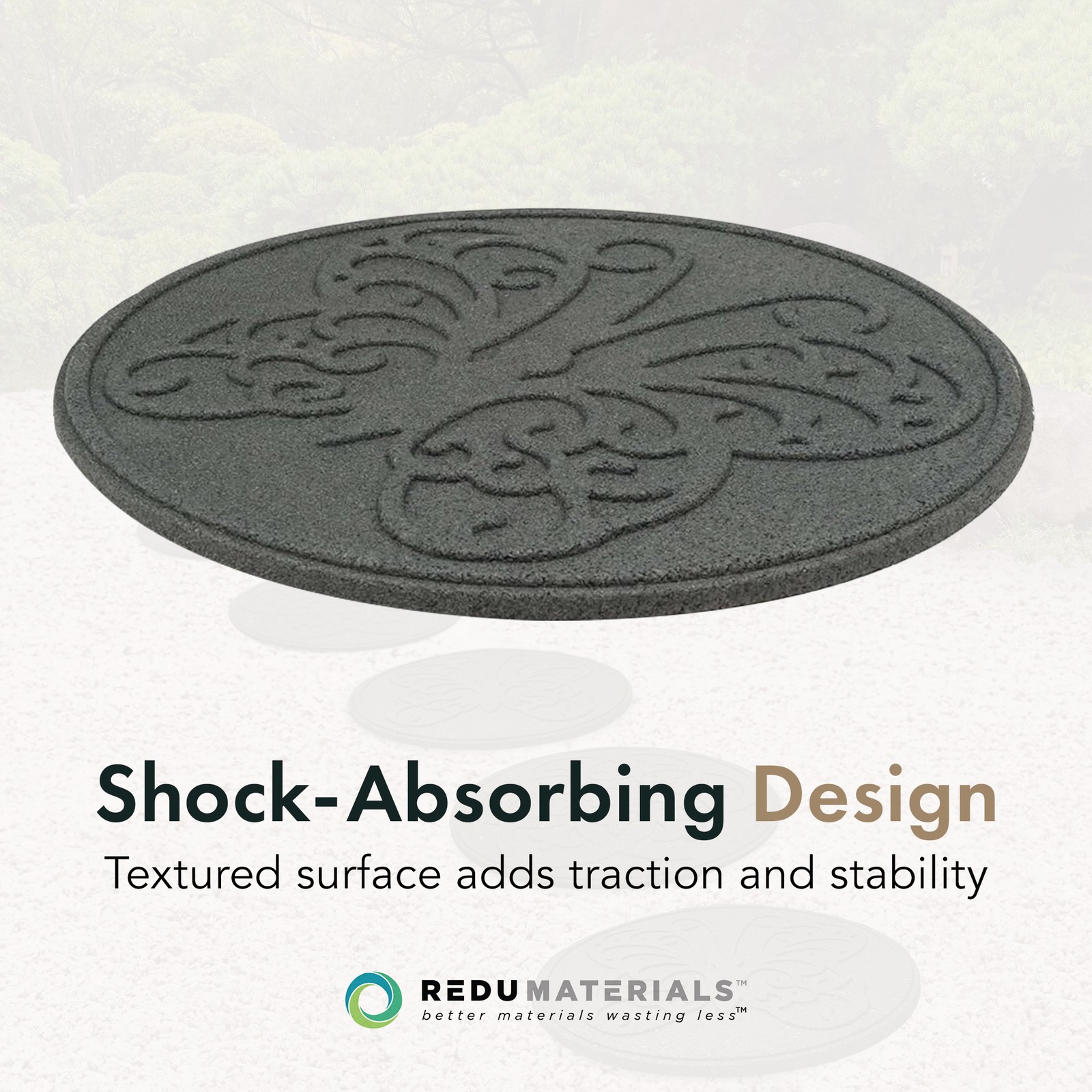 Garden Central 4 Pack 18" x 18" Butterfly Round Decorative Stepping Stones, Grey