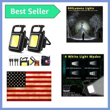 COB Rechargeable Keychain Flashlight 2Pack, High Lumen Super Bright LED Work ...