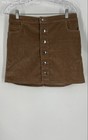 Express Womens Brown Cotton Blend Pockets Button Front Mini Skirt Size 6 — photo 1