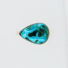 Malachite chrysocolla silver ring