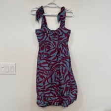 Marc Jacobs Y2K Bubble Dress 2 100% Silk Funky Swirl Vintage Tie Strap Rose