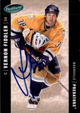 Vernon Fiddler Signed Auto 2005-06 Parkhurst card Nashville Predators