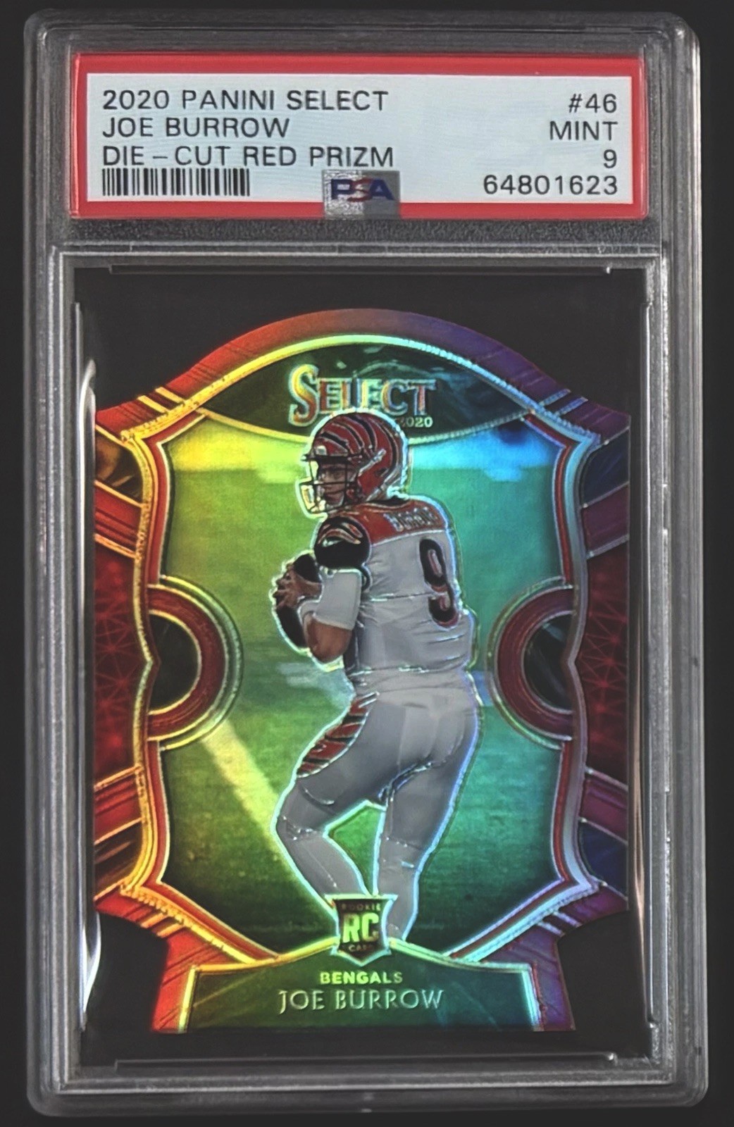 2020 Panini Select Joe Burrow RC Rookie Die-Cut Red Prizm #46 Bengals PSA 9 MINT