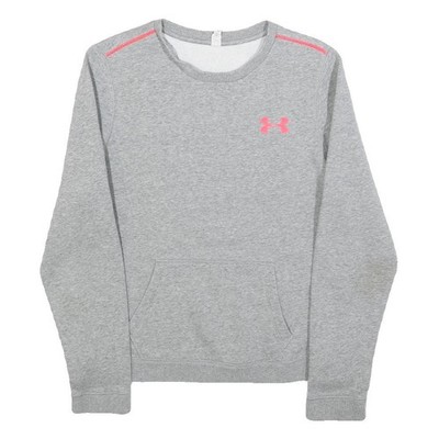 UNDER ARMOUR Damen Sweatshirt Grau Rundhalsausschnitt S Pink Logo Pullover