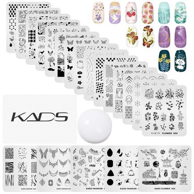 KADS 20Pcs Nail Stampig Plates with Stamper and Scraper Kit Stainless steel 