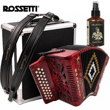 Rossetti 3112 GCF 31 Botones Acordeón Diatónico Rojo Con Estuche, Correas, Pulido