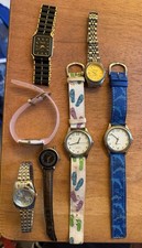 Lote mixto de 7 relojes de pulsera sin probar solo para piezas o reparaciones