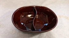 Vintage Brown MARCREST Oven-Proof Stoneware Divided Serving Bowl