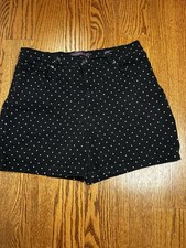 Gloria Vanderbilt Amanda Women  s Size 14 Black Star Print Denim Shorts High Rise