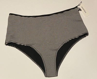 Marysia Bikini Bottom Black/Cream Striped Swimwear Size Small NWT