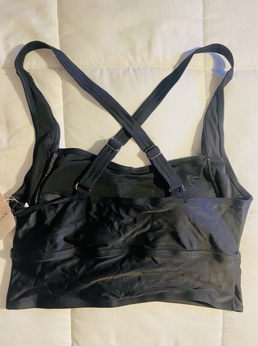 Top de natación Bloomchic negro cruzado cuello cuadrado talla 12 nuevo con etiquetas ajustable - Imagen 8 de 11