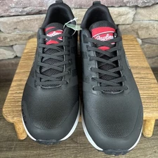 Rawlings League Mens Turf Shoes 8 D Black White Leather Lace-Up Baseball Cleats