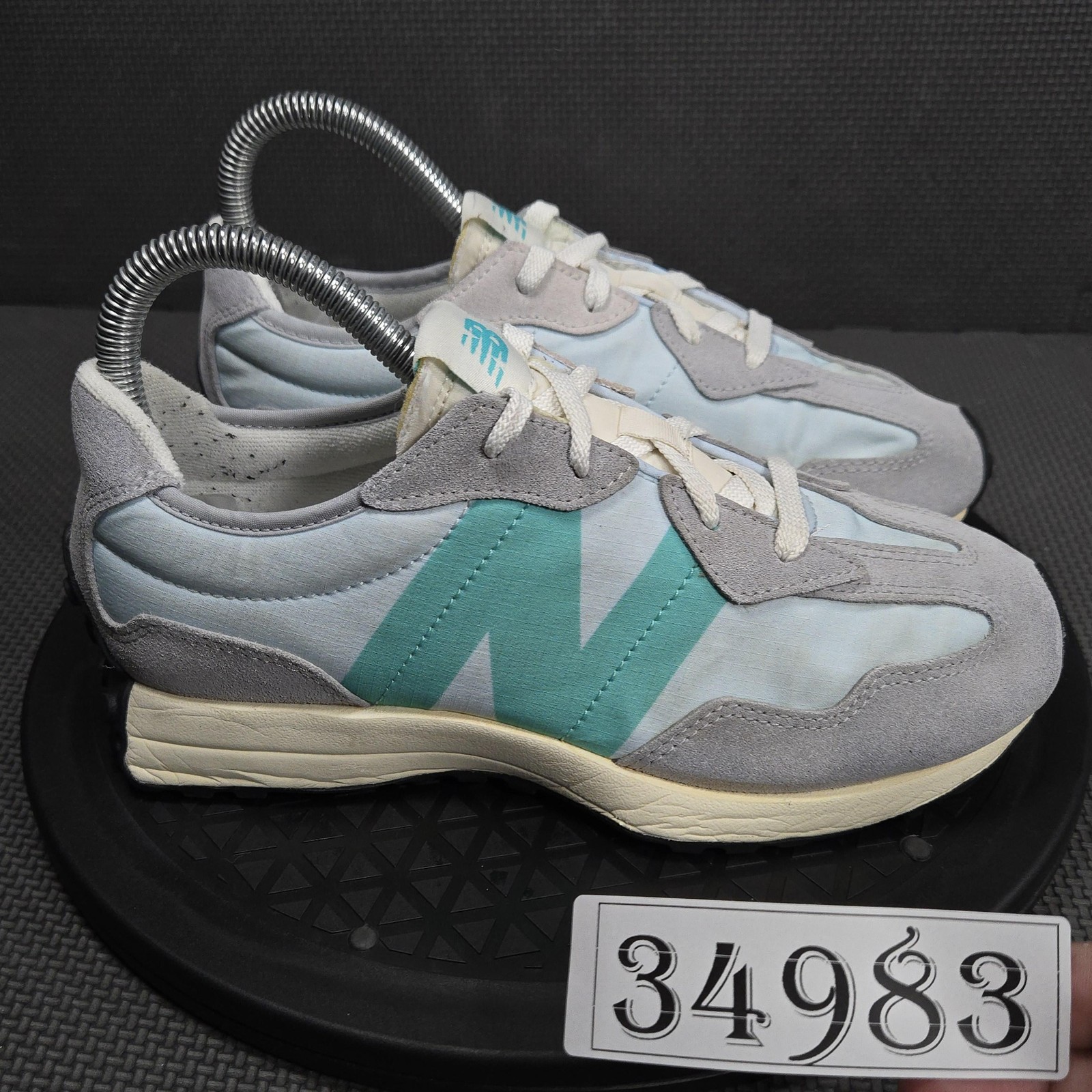 New Balance 327 Shoes Youth Size 4 Blue Gray Suede Low Top Sneakers GS327VK