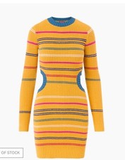 Staud Seaway Knit Mini Dress Long Sleeve Cutout Detail Multicolored Size Small