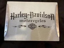 Harley Davidson Motorcycle Tempered Glass Cutting Board 16" x 12" In Silver Trim
