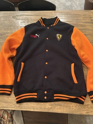 Puma Ferarri bomber Letterman style Jacket XXL black Orange Snap