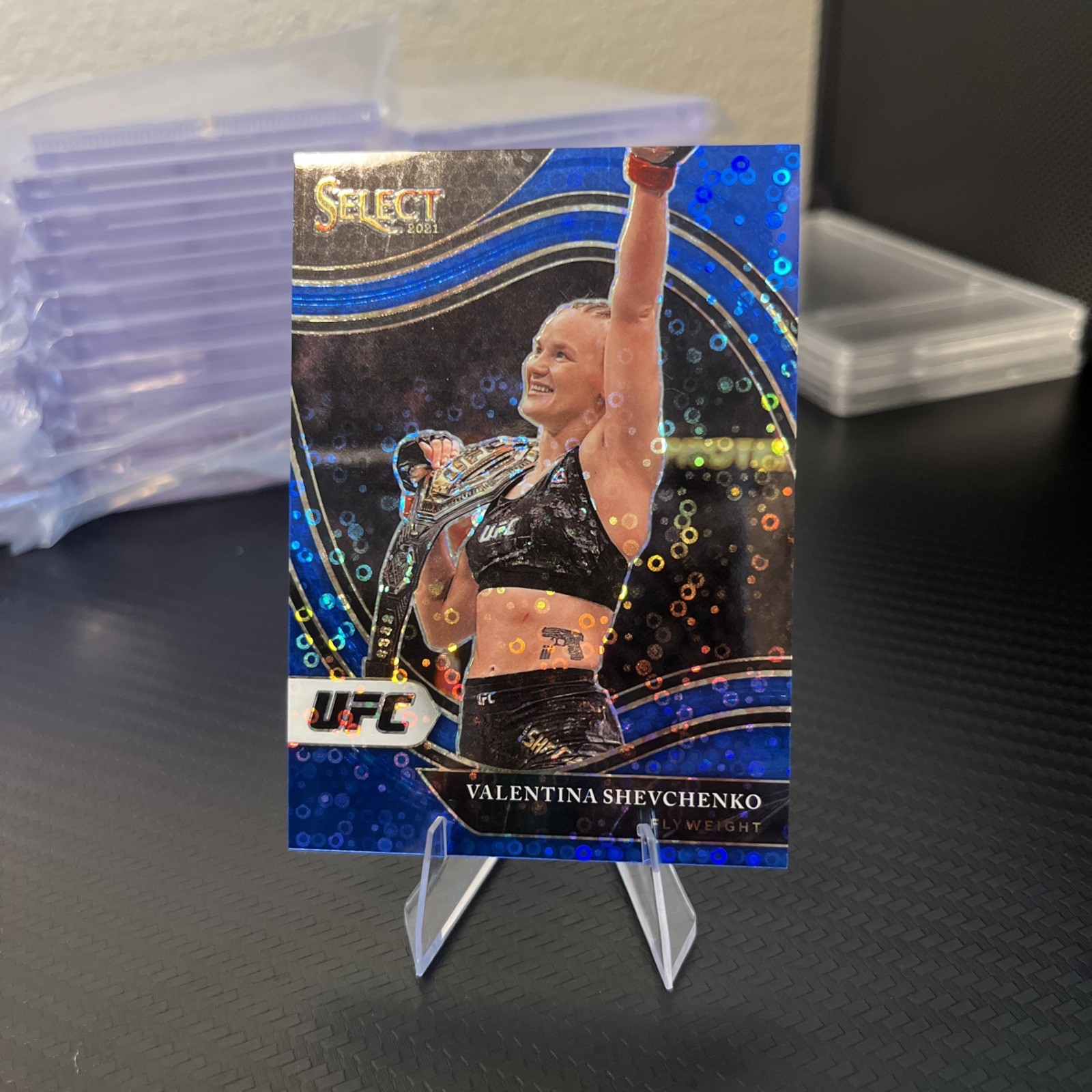 2021 Select UFC Octagonside Blue Disco Prizm 82/99 Valentina Shevchenko