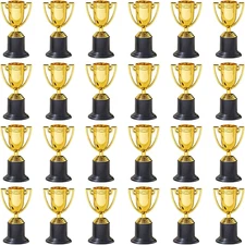 Juvale Mini Trophies Bulk - 4 In, Gold-Plated Plastic, 24-Pack - Trophies for Ki