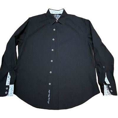 Robert Graham Shirt Mens M Black Jacquard Textured Long Sleeve Button Up Medium