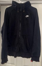Nike Hoodie Mens XL Black Full Zip Fleece Sweatshirt Small Swoosh Logo Classic