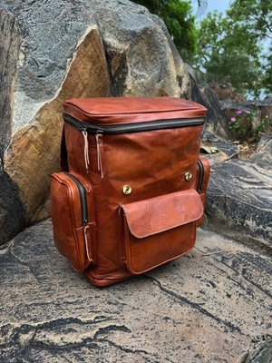 #ad Leather Backpack Personalized Travel Backpack Rucksack Brown Leather Roll Top $220.00