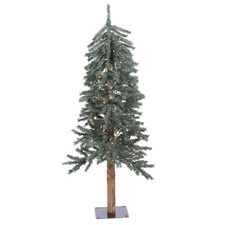 Vickerman 48" Natural Bark Alpine Artificial Christmas Tree with LED in Green