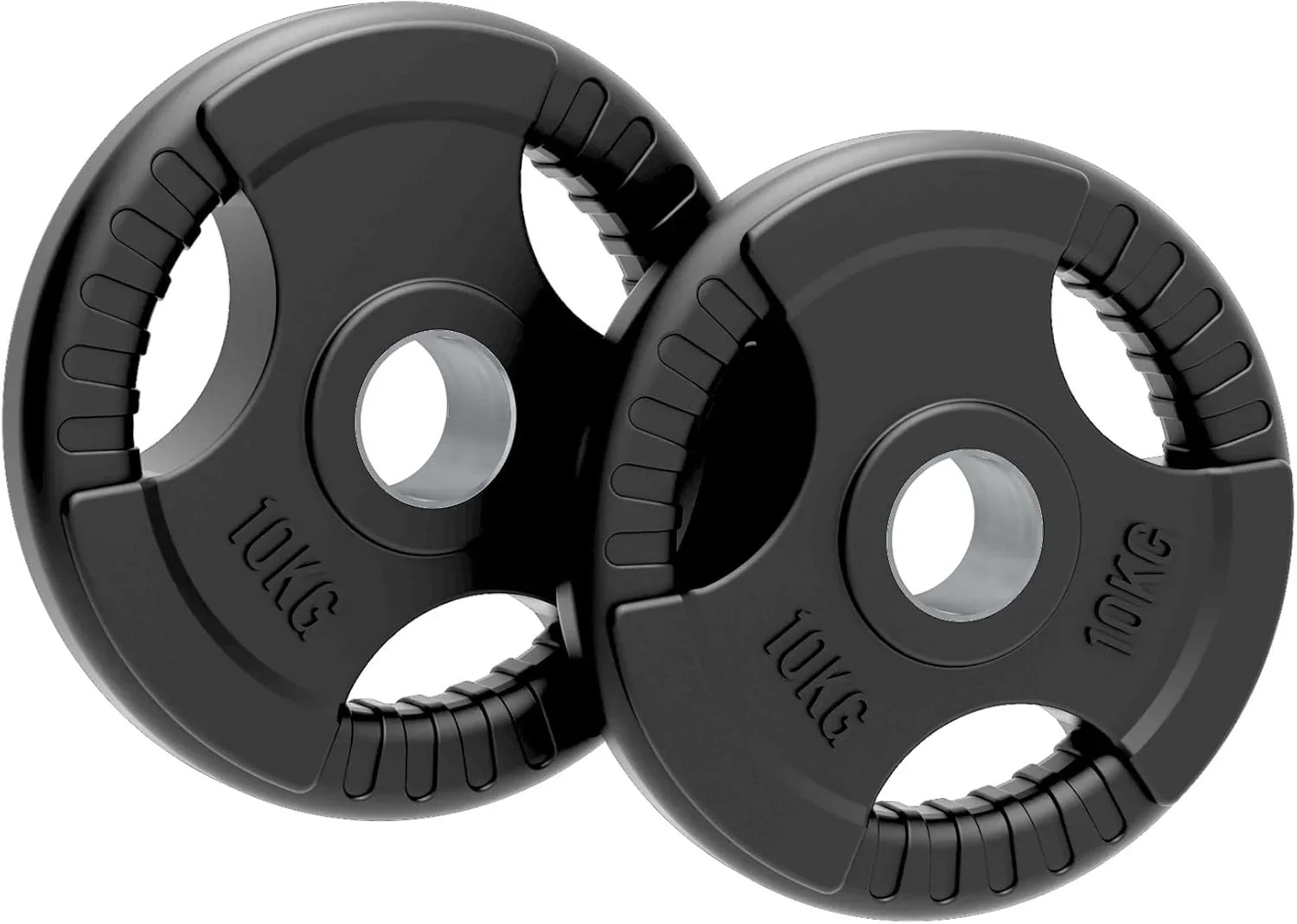 Olympic Tri-Grip Rubber Weight Plates Black Pairs Sets 10 kg PAIR