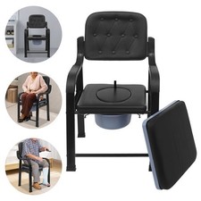 Bedside Toilet Chair w/28cm Bucket - 550lbs Capacity Floorstanding for Elderly