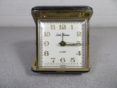Vtg Seth Thomas Wind-up Travel Alarm Clock 3  Black Glowing Hands Works!