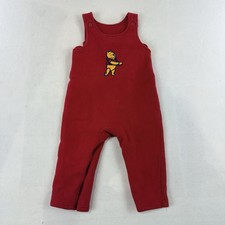 Vintage Disney Store Winnie the Pooh Embroidered Red Overall Romper 18M