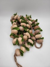 Easter Garland Eggs Wooden Felt Leaves Set of 3 Spring Decor 6 ft Total