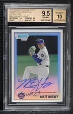 2010 Bowman Draft Chrome Prospects Refractor /500 Matt Harvey BGS 9.5 Auto 0m8