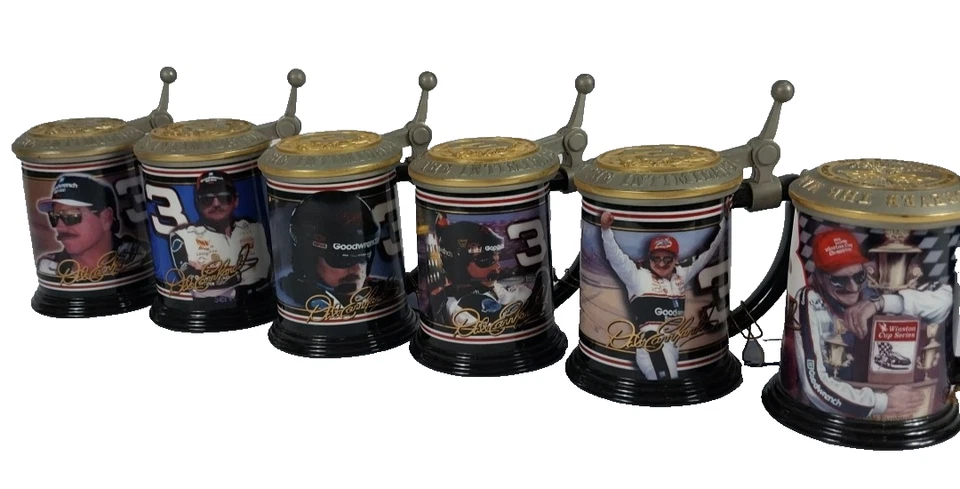 Colección de SEIS piedras de cerveza jarra coleccionista Dale Earnhardt de Franklin Mint Foto 2 de 4